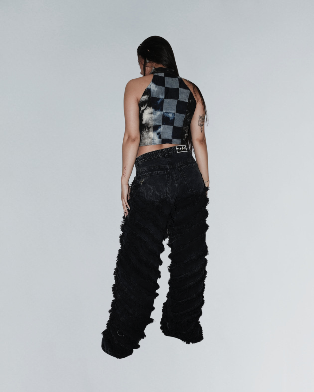 BAGGY JEAN BLACK FRAYED