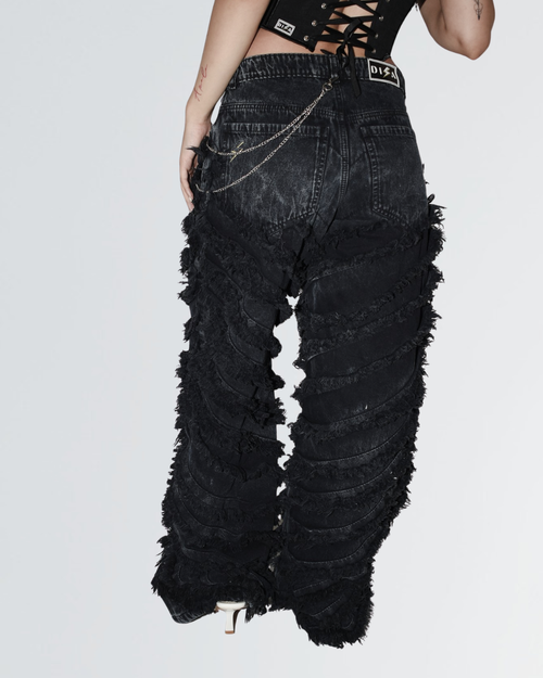 BAGGY JEAN BLACK FRAYED